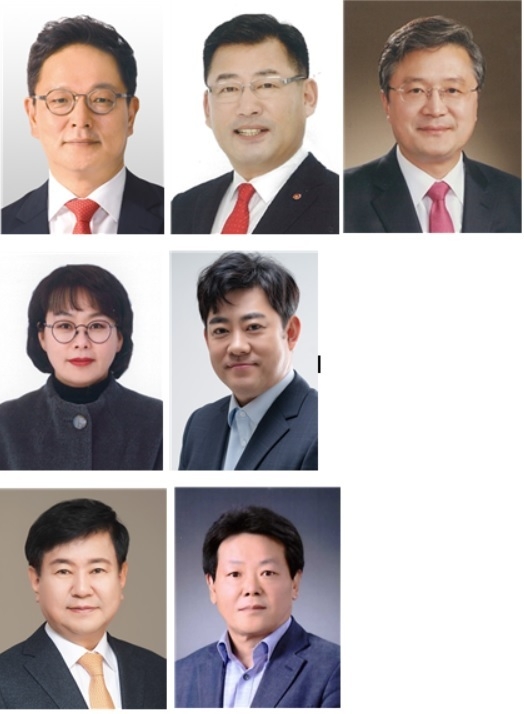 사진 위 왼쪽부터 구자헌, 김영진, 장성철 예비후보사진 중간 왼쪽부터 김효, 부상일 예비후보사진 아래 왼쪽부터 강경필, 허용진 예비후보