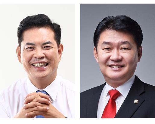 (왼쪽부터) 박영순 더불어민주당 대덕구 예비후보, 정용기 미래통합당 대덕구 예비후보