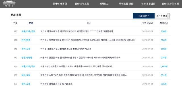 천안에서 9살 아동이 여행용 가방에 7시간 넘게 갇혔다가 숨진 사건 관련해 청와대 국민청원에 계모의 신상 공개, 엄벌을 촉구하는 글이 여러 건 올라왔다. 사진=윤평호 기자