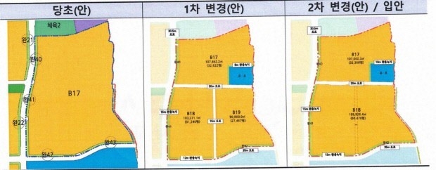부영주택(주)이 나주 빛가람혁신도시에 건설하려는 5300여세대 대단위 고층 아파트 단지 사업 계획도. 아파트 공급면적을 늘리려다보니 도로 1곳이 사라졌다. <나주시의회 황광민(진보당) 의원 제공>