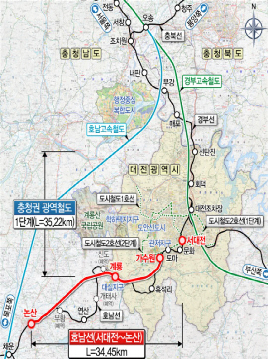 호남선 고속화 사업 노선도. 사진=대전시 제공