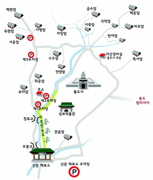 지도는 통도사 홈페이지 캡처.