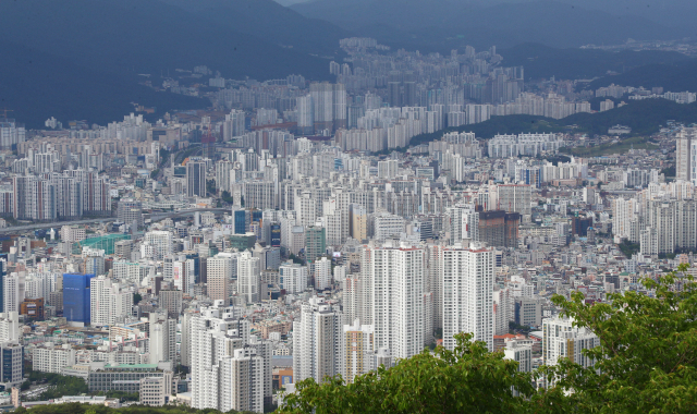 지난해 연말부터 부산 지역 아파트 가격이 뛰면서 부동산 경매 시장도 함께 달아오르고 있다. 입지가 좋은 곳은 감정가를 훨씬 웃도는 수준에서 낙찰이 이뤄지는 것이다. 부산 연제구 동래구 금정구 일대 전경. 부산일보DB