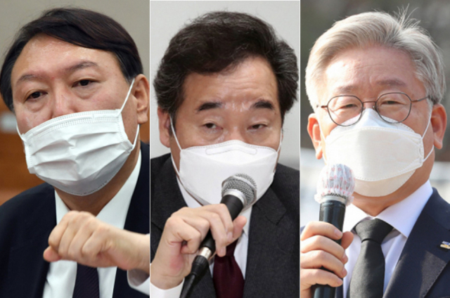 윤석열 검찰총장, 이낙연 더불어민주당 대표, 이재명 경기도지사.