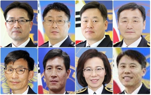 (위) 박정환 전주덕진서장. 송승현 익산서장, 권현주 완주서장, 김현익 고창서장. / (아래) 김종신 순창서장, 김홍훈 진안서장, 권미자 장수서장, 빈중석 무주서장.