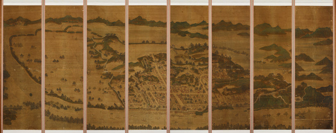 조선 후기 평양부(平壤府)의 모습을 그린 병풍 보물 제1997호 평양성도(平壤城圖). /송암미술관 제공
