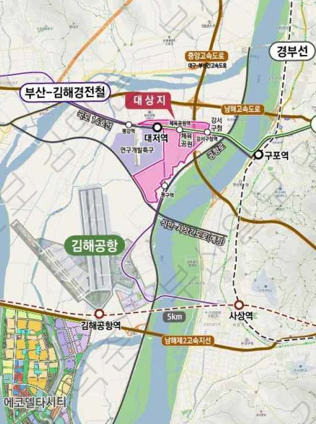 1만8000호의 주택이 공급될 부산 강서구 대저동 일원 지도. 국토부 제공