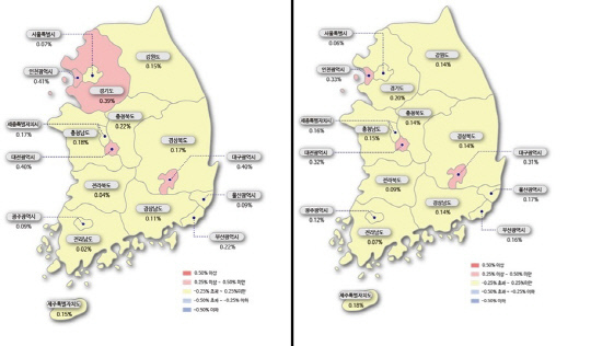 시·도별 아파트 매매가격지수 및 전세가격지수 변동률. 사진=한국부동산원 제공