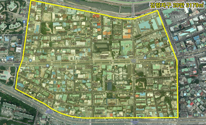 용인시는 처인구청 일대 구시가지 상권 활성화와 주거환경 개선을 위해 '김량지구 지구단위계획 변경 제안 검토 가이드라인'을 마련했다. 사진은용인 김량지구 구역도. /용인시 제공