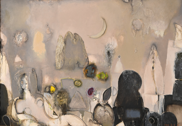문학진 작 '달, 산, 여인' 1989, 112.2x161.5cm, 캔버스에 유채