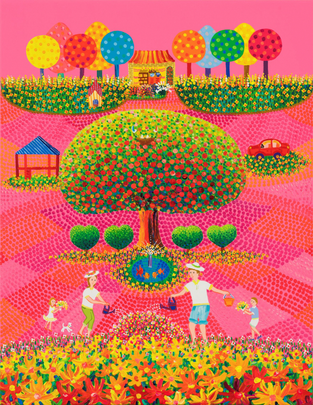 김덕기 작 '가족-즐거운 정원' 2020, Acrylic on canvas, 53X41cm