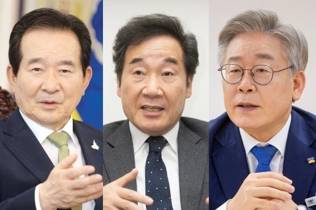 왼쪽부터 정세균 전 총리, 이낙연 전 민주당 대표, 이재명 경기도지사.