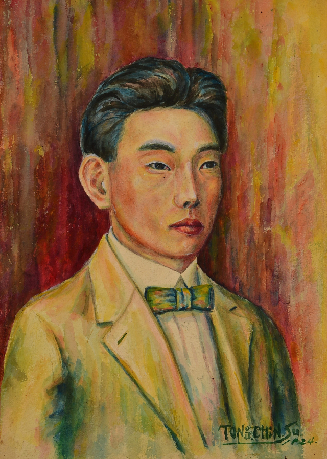서동진 작 '자화상' 33×24cm, Mixed media on paper 1924년