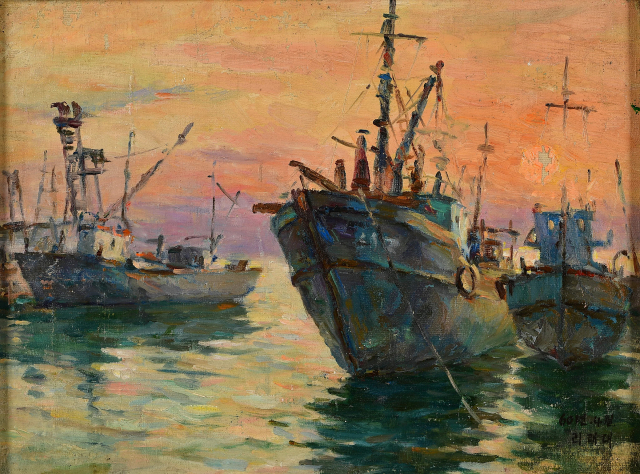 이쾌대 작 '항구' 33.5x44.5cm, 캔버스에 유채. 1960년