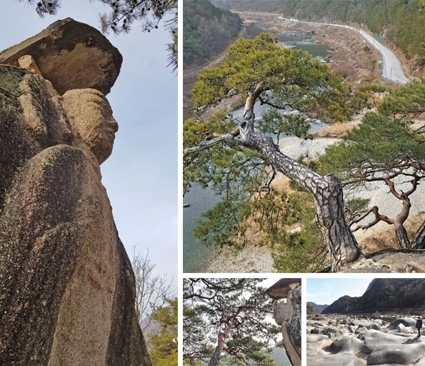 마애불좌상이 새겨진 바위 주변으로 소나무가 여러 그루 서 있다. 뒤편의 바위틈을 비집고 자리 잡은 소나무들은 서강(주천강)을 바라보며 서 있다. 불상 아래 주천강에 천연기념물 제543호인 돌개구멍이 있다. 오랜 물 흐름이 만든 여러 모양의 바위들이 펼쳐져 있다.