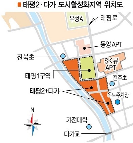 전주시가 도시재생 뉴딜사업 추진하는 태평·다가지역 위치도 /제공 = 전주시