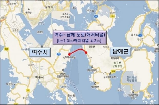 여수시~남해군 연결 해저터널 위치도. <사진=여수시청 제공>