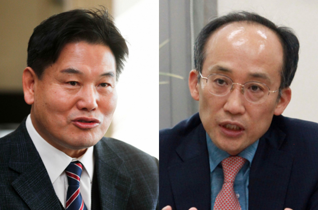 대구시 경제부시장직에서 물러난 홍의락 전 더불어민주당 의원(왼쪽), 국민의힘 대구시당 위원장인 추경호 의원. 매일신문DB