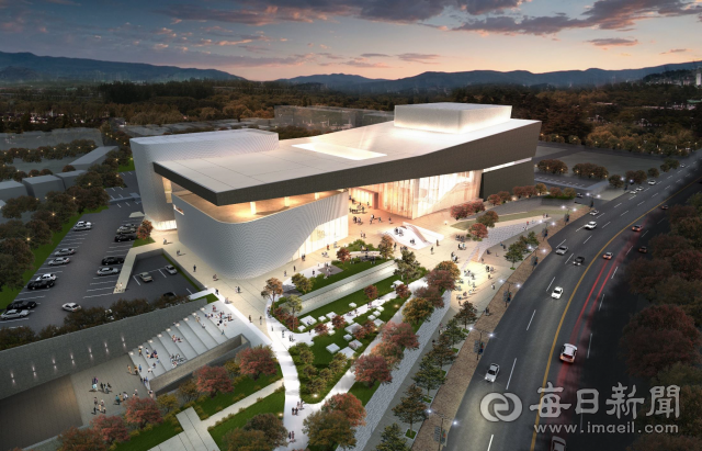 경산 상방근린공원내에 건축될 문화예술회관 조감도. 경산시 제공