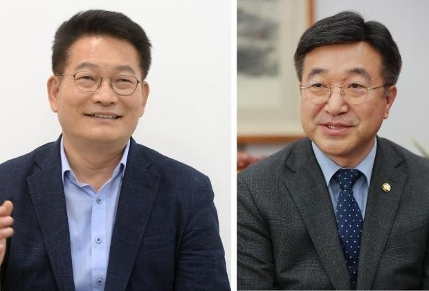 민주당 송영길 대표와 윤호중 원내대표.
