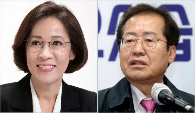 이인선 대구 중남구 보선 국민의힘 예비후보(왼쪽), 홍준표 국민의힘 국회의원.