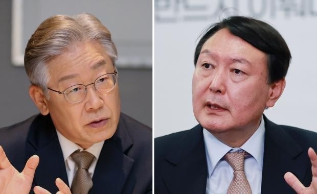이재명 민주당 대선후보, 윤석열 국민의힘 대선후보.