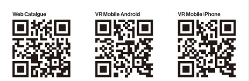 부산시립미술관 오노프 전시 QR코드. 왼쪽부터 웹카달로그, VR모바일 안드로이드용 어플, VR 모바일 아이폰용 어플. 부산시립미술관 제공