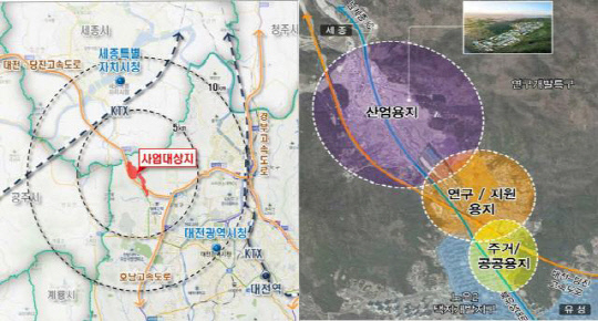대전 안산 첨단국방융합클러스터 위치도. 사진=대전시 제공