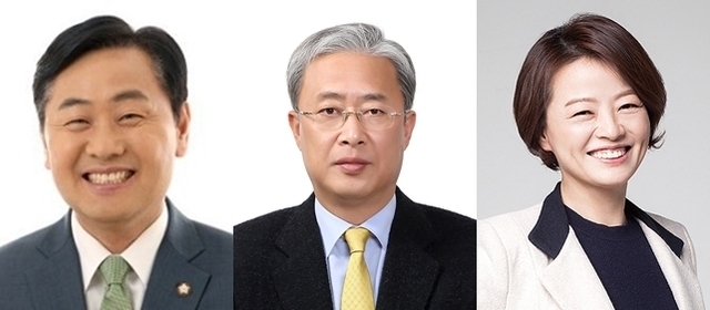 왼쪽부터 김관영 전 원내대표, 유성엽 전 대표, 진선미 전 여가부장관. 전북일보 자료사진