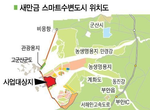 새만금 수변도시 위치도/ 자료 사진