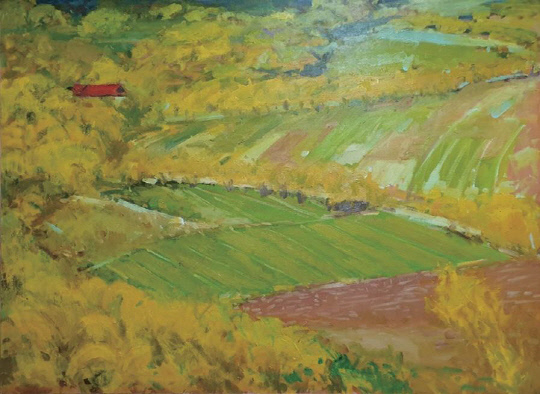 강용식, '가을농촌', Oil on canvas. 사진=대전중구문화원 제공