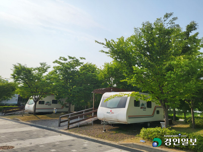안산 화랑오토캠핑장은 도심 속에서 자연 숲을 즐길 수 있다. 안산/황준성기자 yayajoon@kyeongin.com