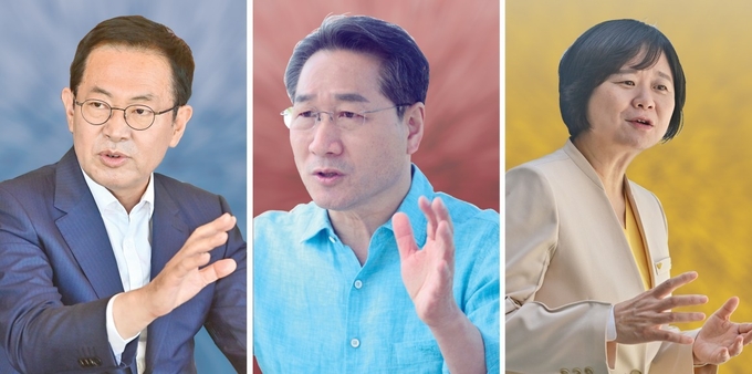 (왼쪽부터)더불어민주당 박남춘, 국민의힘 유정복, 정의당 이정미.
