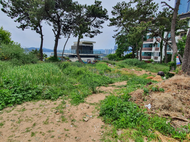부산 해운대구 중동 달맞이고개 한 고급 빌라 신축 예정 부지 모습. 김성현 기자