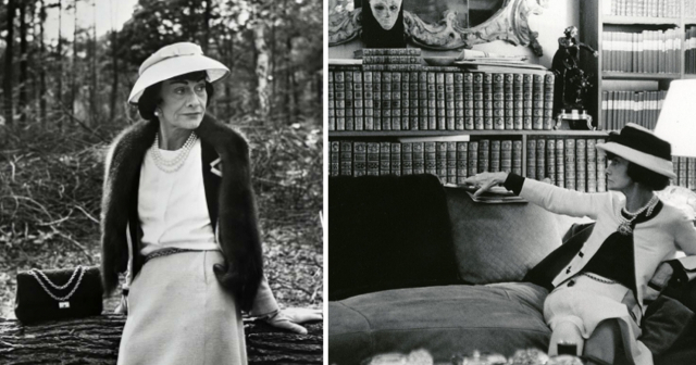 샤넬과 2.55 퀼팅백, 1957년(좌), 리츠 호텔에서 샤넬(우) (출처: //www.chanel.com)