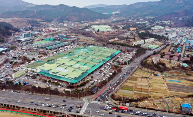반여농산물도매시장과 센텀2지구 일대. 부산일보DB