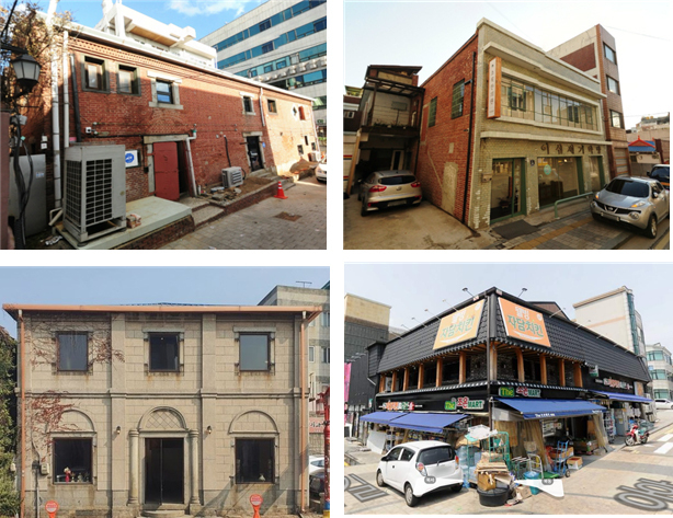 가와바타 창고, 이십세기 약방, 미츠코시 백화점, 해안성당 교육관(좌측 상단부터 시계방향). /인천시 제공