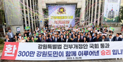 ◇지난달 25일 열린 강원특별법 전부개정안 국회 통과 기념 범국민 축하행사