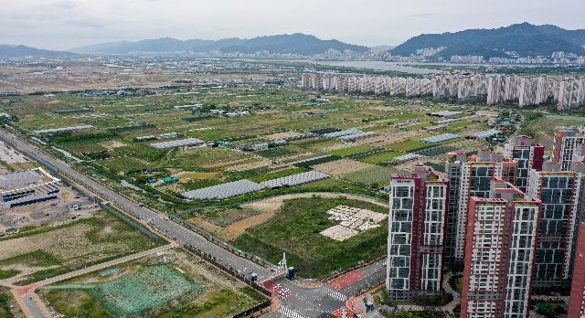 부산 강서구 명지국제신도시 전경. 부산일보DB