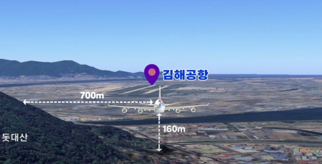 지난달 25일 대만 항공기 돗대산 초근접 비행 설명도./김해시/