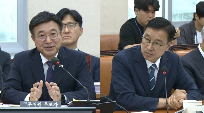주민투표 실시 권한을 갖고 있는 윤호중 행정안전부 장관(왼쪽)이 지난달 18일 국회 인사청문회에서 위성곤 국회의원의 '제주형 기초자치단체 설치'에 대한 질의에 답변하고 있다. 사진 국회방송 발췌