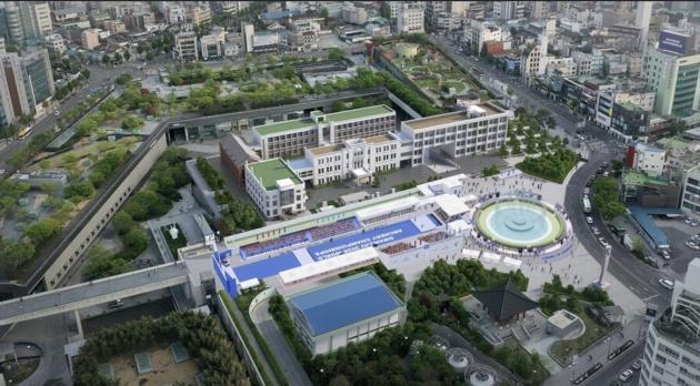 광주시 동구 5·18민주광에서 2025년 세계양궁선수권대회 결승전이 열린다. 민주광장에 설치될 결승전 경기장 조감도. <광주시 제공>