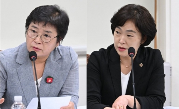 제주도의회 보건복지안전위원회 소속 강성의 의원(더불어민주당·화북동.왼쪽)과 강하영 의원(국민의힘·비례대표)은 10일 442회 임시회에서 서귀포의료원 적자 문제를 집중 제기했다.